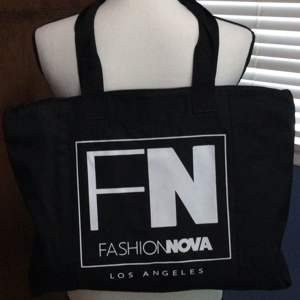 Fashion Nova Los Angeles “FN” Logo Black Tote Double handle Shoulder Bag